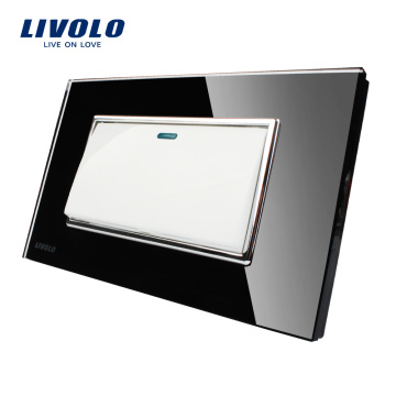 Manufacturer Livolo Black toughend Glass Panel Switch US type Luxury Push Button Switch 1Gang 2 Way VL-C3K1S-82